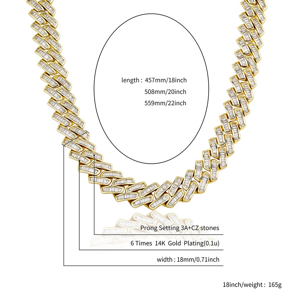 18mm Baguette Prong Cuban Link