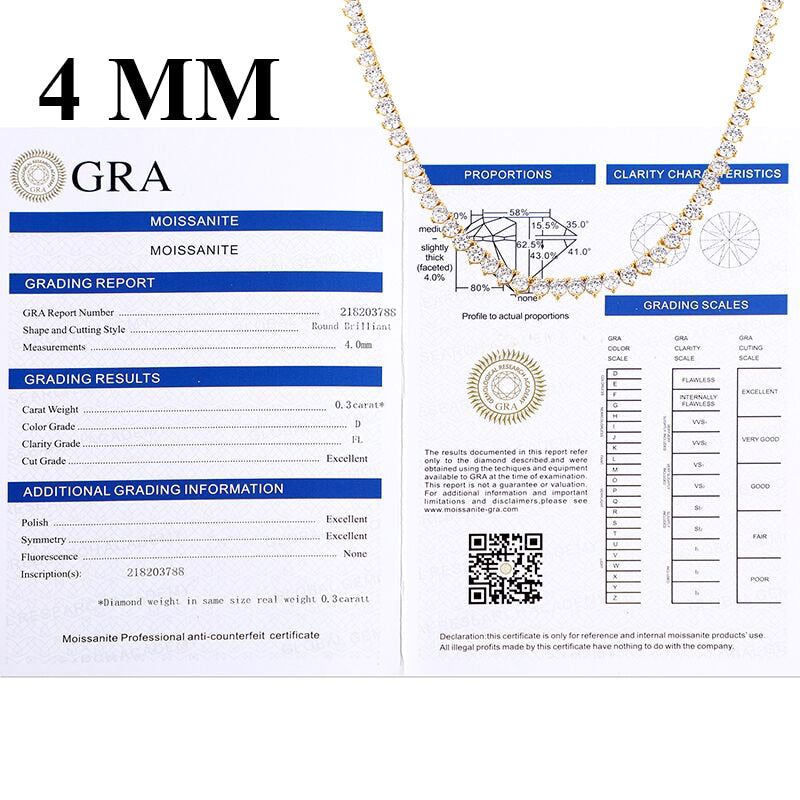 4mm Moissanite Diamond Tennis Chain