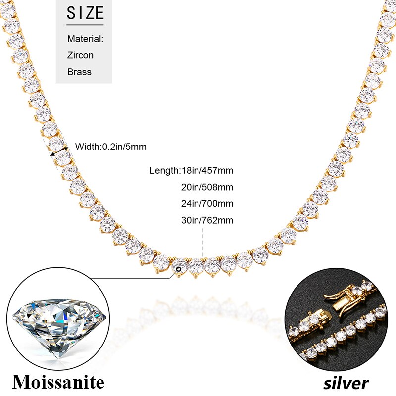4mm Moissanite Diamond Tennis Chain