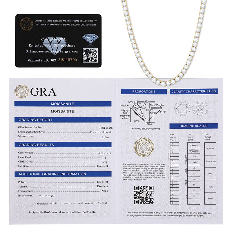 4mm Moissanite Diamond Tennis Chain