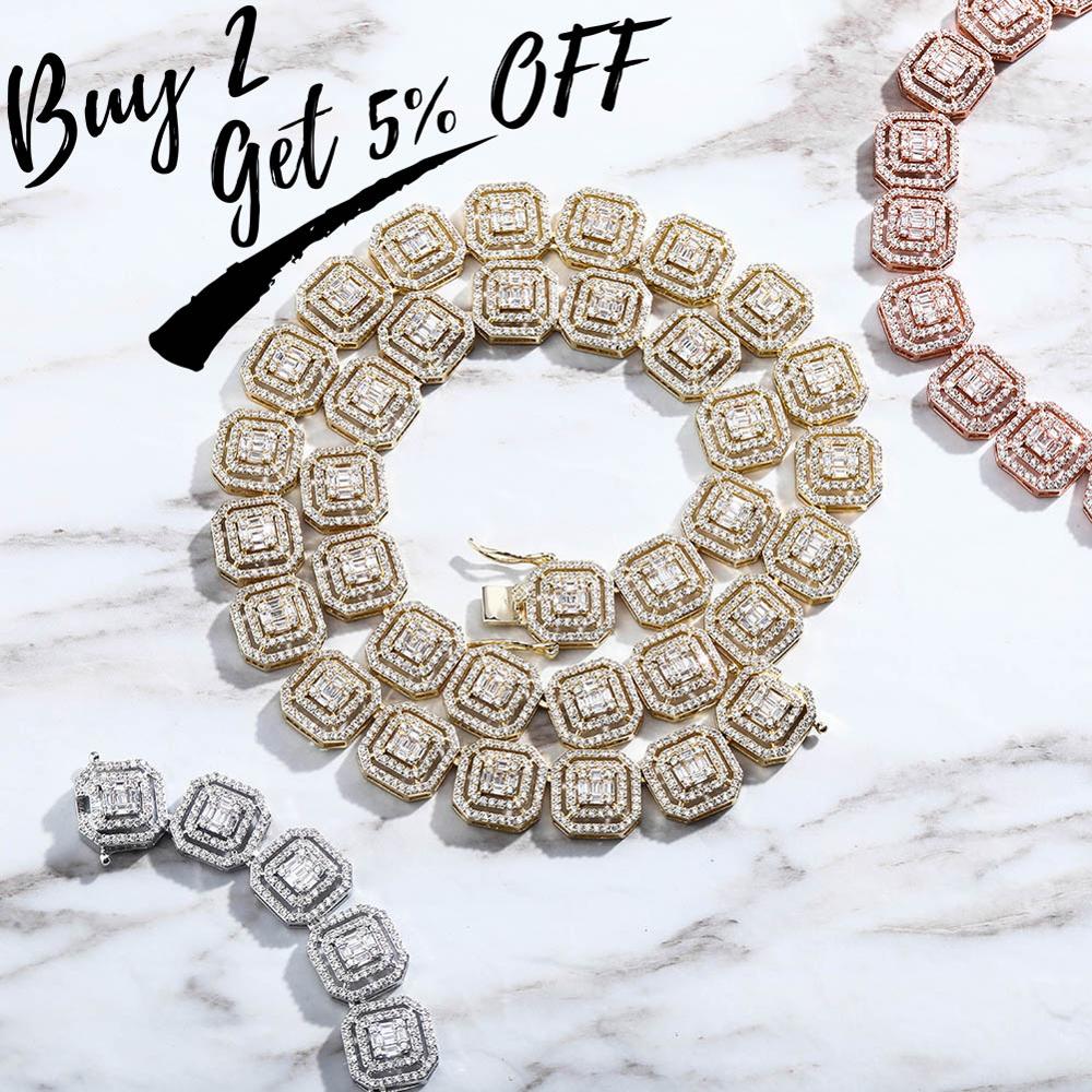 13mm Iced Out Baguette Necklace