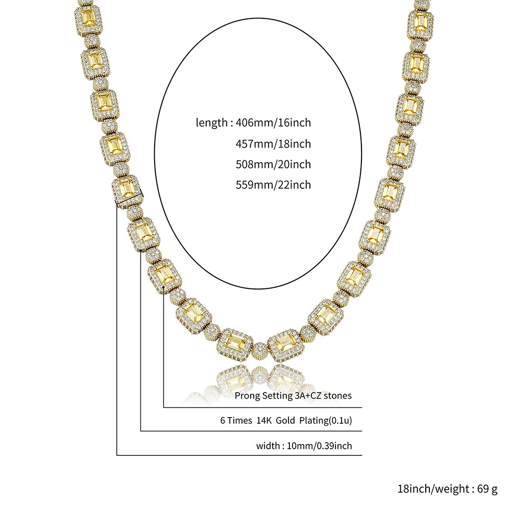 Iced Center Stone Baguette Tennis Necklace