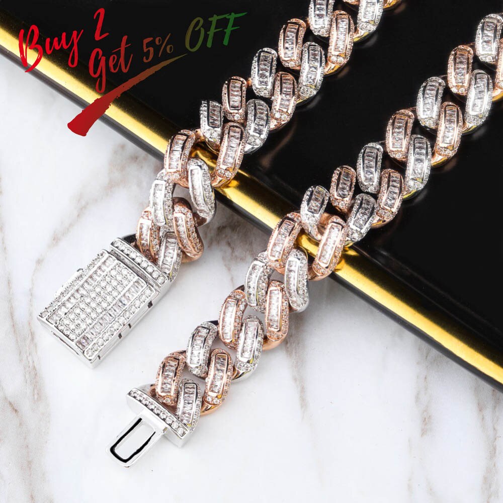 14mm Miami Cuban Link Baguette Chain