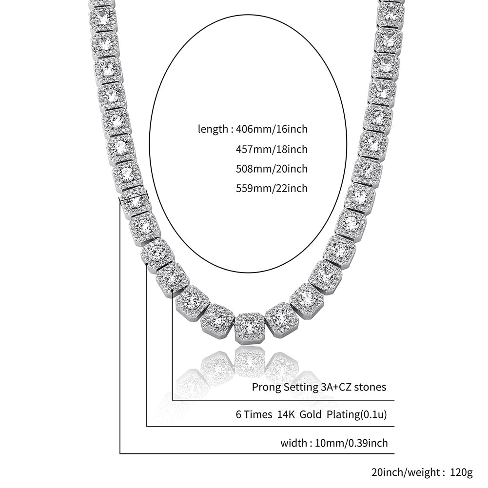 Iced Clustered Tennis Chain Necklace