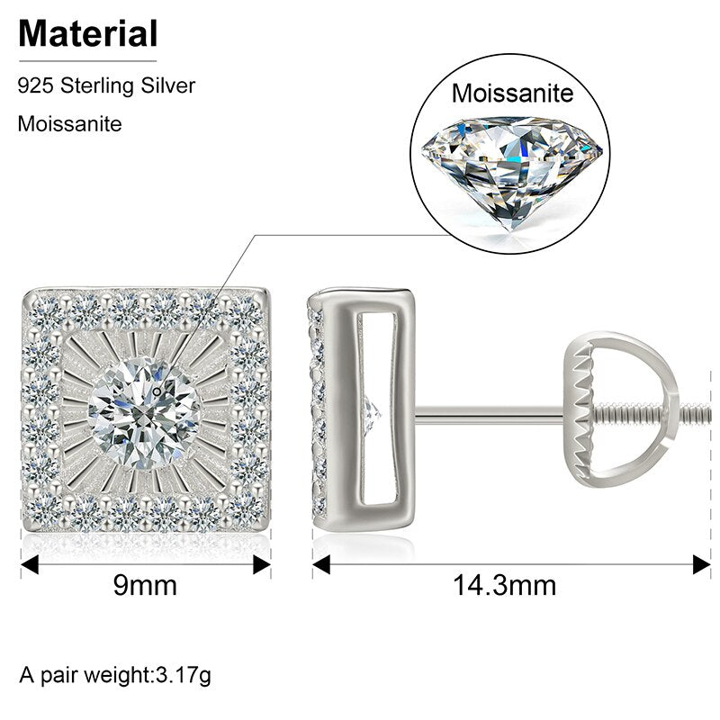 Square Moissanite Studs