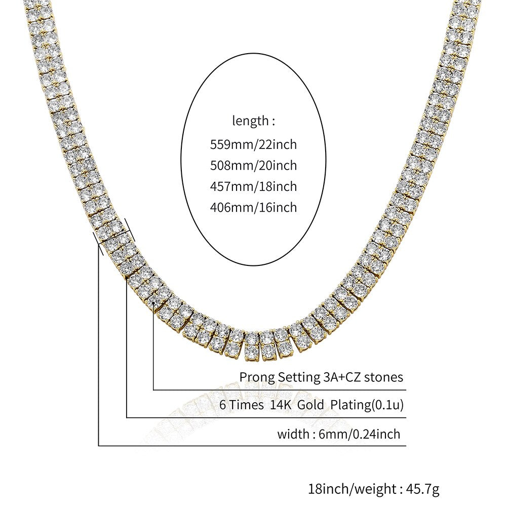 2 Row Tennis Chain Necklace